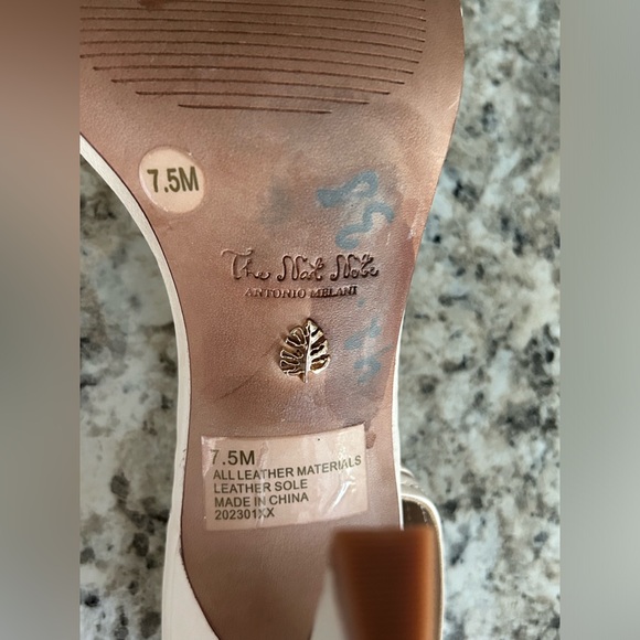 New Antonio Melani Nat Note, Granada Leather Heel Sandal in Sweet Cream Size 7.5 - Picture 9 of 11